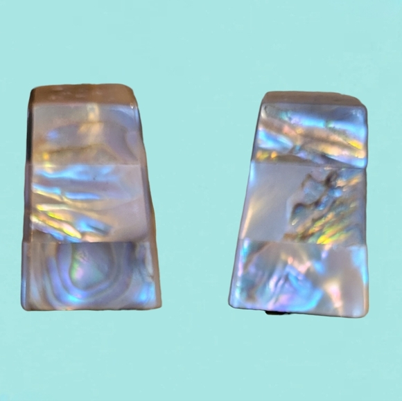 BEAUTIFUL VINTAGE ABALONE MOTHER OF PEARL SALT AND PEPPER SHAKERS - Picture 3 of 6
